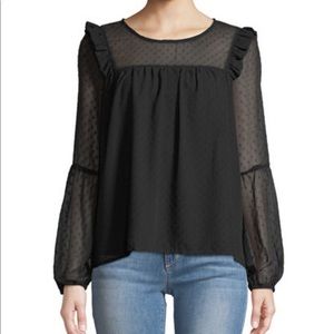 Bobeau Adine Swiss-Dot Embroidered Blouse